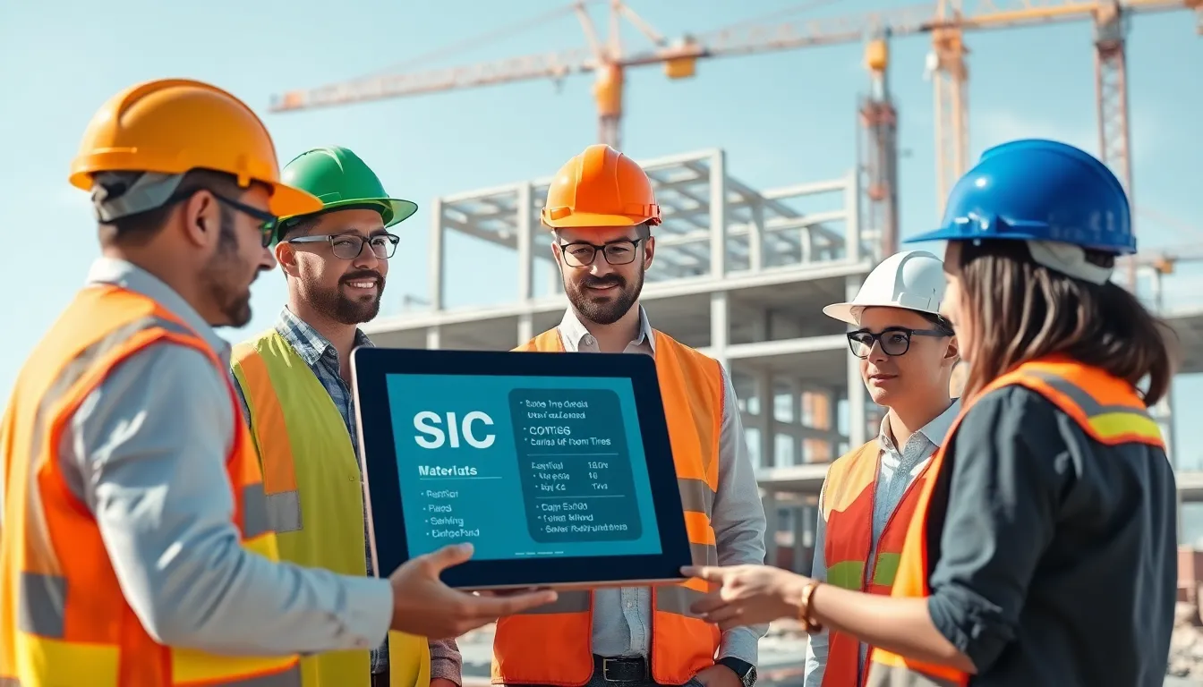 diverse team at a construction site using silicon carbide materials.